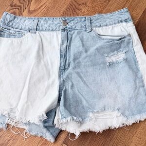 Light Blue Denim Distressed Women Shorts